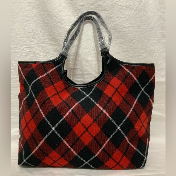 NWT Victoria’s Secret Red Black Plaid Tote - Picture 3 of 6